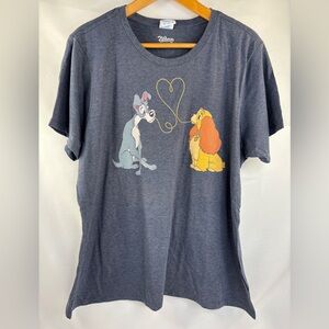 Disney Lady and the Tramp "Bella Notte" T-shirt XXL Heather Blue